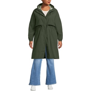 image:imageLands End Womens Squall Packable Long RaincoatRich Olive Green