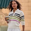 image:imageLands End Womens Cotton Rugby SweaterIvory Placed Multi Stripe