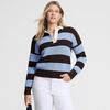 image:imageLands End Womens Cotton Rugby SweaterRich CoffeeBlue Sky Stripe