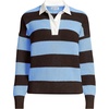 image:imageLands End Womens Cotton Rugby SweaterRich CoffeeBlue Sky Stripe
