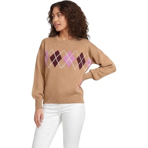 image:imageLands End Womens Drifter Jersey Crewneck SweaterLight Camel Argyle