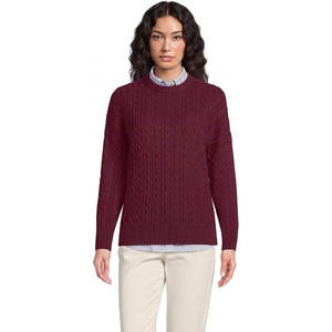 image:imageLands End Womens Drifter Jersey Crewneck SweaterRich Burgundy