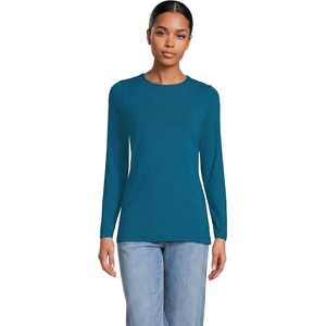 image:imageWomens Plus Size Lightweight Jersey Skimming Long Sleeve Crew Neck TshirtBaltic Teal