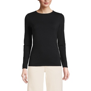 image:imageWomens Plus Size Lightweight Jersey Skimming Long Sleeve Crew Neck TshirtBlack