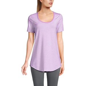 image:imageWomens Short Sleeve Power Performance Scoop Neck Curved Hem Tunic TeeWild Lilac Pinstripe