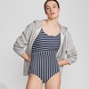 image:imageLands End Womens Chlorine Resistant Soft Cup Tugless Sporty One Piece SwimsuitDeep SeaWhite Media Stripe