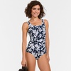 image:imageLands End Womens Chlorine Resistant Soft Cup Tugless Sporty One Piece SwimsuitNavy Blossom Floral
