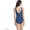 image:imageLands End Womens Chlorine Resistant Soft Cup Tugless Sporty One Piece SwimsuitNavy Mosaic Mini Tile