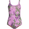 image:imageLands End Womens Chlorine Resistant Soft Cup Tugless Sporty One Piece SwimsuitPinkWhite Blooms