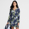 image:imageLands End Womens Cotton Jersey Long Sleeve Hooded Swim Coverup DressNavyWhite Blooms
