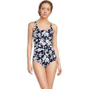 image:imageLands End Womens Chlorine Resistant Soft Cup Tugless Sporty One Piece SwimsuitNavy Blossom Floral