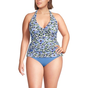 image:imageLands End Womens Twist Halter Tankini TopFloral BlossomWhiteBlue
