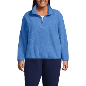 image:imageLands End Womens Half Zip Cozy Sherpa Fleece PulloverMuted Cobalt Blue