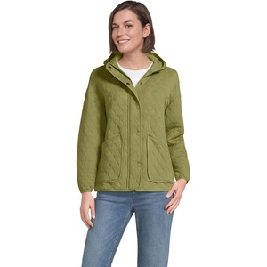 image:imageLands End Womens RainDefense Serious Sweats Quilted Full Zip JacketDried Chive