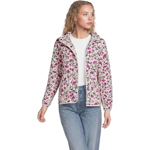 image:imageLands End Womens RainDefense Serious Sweats Quilted Full Zip JacketIvoryPink Hydrangea