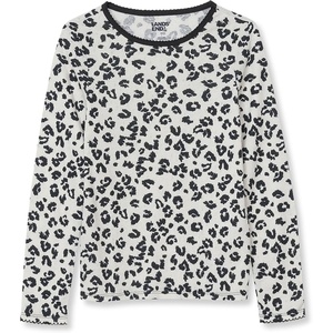 image:imageLands End Girls Long Sleeve Pointelle Knit ShirtCheetahPutty