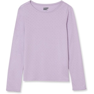 image:imageLands End Girls Long Sleeve Pointelle Knit ShirtLilac Breeze