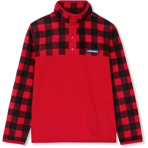 image:imageLands End Kids Fleece Quarter ZipBright Red Buffalo Plaid