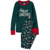image:imageLands End Kids Pattern Snug Fit Pajama SetChristmas DinoEvergreen