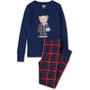 Teddy Bear/Dark Blue Plaid