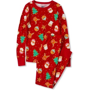 image:imageLands End Kids Pattern Snug Fit Pajama SetCutout CookiesFiery Red