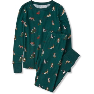 image:imageLands End Kids Pattern Snug Fit Pajama SetHoliday DogsPine