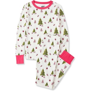 image:imageLands End Kids Pattern Snug Fit Pajama SetHoliday TreesIvory