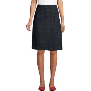 image:imageLands End School Uniform Girls Solid Aline Skirt Below the KneeClassic NavyEvergreen Plaid