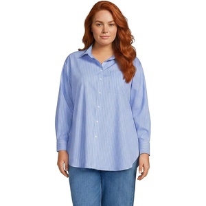 image:imageLands End Womens No Iron Oversized Poplin Extra Long TunicClear Blue SkyLapis Stripe