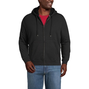 image:imageLands End Mens Serious Sweats Full Zip Sherpa Fleece HoodieBlack