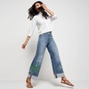 image:imageWomens Tencel Fiber High Rise Wide Leg PantsEmbroideredMedium Ocean Wash