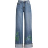 image:imageWomens Tencel Fiber High Rise Wide Leg PantsEmbroideredMedium Ocean Wash