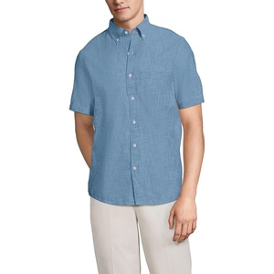 image:imageLands End Mens Short Sleeve Button Down Chambray ShirtLight Indigo Chambray