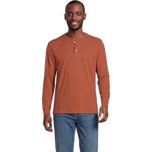 image:imageLands End Mens SuperT Long Sleeve Henley ShirtAutumn Ember Heather