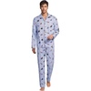 image:imageLands End Mens Flannel Pajama SetHoliday DogsBlue Stripe