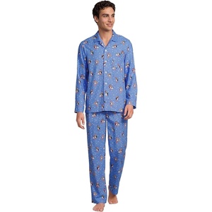image:imageLands End Mens Flannel Pajama SetWinter PuffinsClear Blue Sky