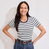 image:imageLands End Womens Cotton Rib Knit TShirtIvoryDeep Sea Quad Stripe