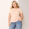 image:imageLands End Womens Cotton Rib Knit TShirtTinted Peach