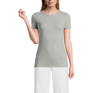 image:imageLands End Womens Cotton Rib Knit TShirtGray Heather
