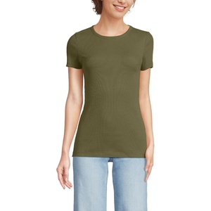 image:imageLands End Womens Cotton Rib Knit TShirtOlive Drab