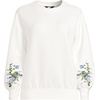 image:imageLands End Womens Serious Sweats Relaxed Long Sleeve Crew Neck SweatshirtBlooms EmbroideryChalk White