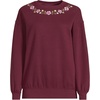 image:imageLands End Womens Serious Sweats Relaxed Long Sleeve Crew Neck SweatshirtFloral EmbroideryBurgundy