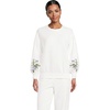 image:imageLands End Womens Serious Sweats Relaxed Long Sleeve Crew Neck SweatshirtBlooms EmbroideryChalk White