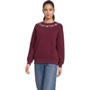 image:imageLands End Womens Serious Sweats Relaxed Long Sleeve Crew Neck SweatshirtFloral EmbroideryBurgundy
