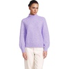 image:imageWomens Fuzzy Turtleneck Lantern Sleeve Jacquard SweaterAmethystSilver Lurex